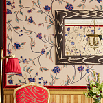 Обои с вышивкой ручной работы Flora Catherine colourway on Liso Pearl wool sateen варинант исполнения - 2 | Loft Concept в Кирове