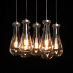 Люстра с 7-ю прозрачными плафонами из стекла в форме капли на круглом потолочном основании цвета хром Lucid Rain  варинант исполнения - 5 | Loft Concept в Кирове