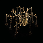 Бра в форме ветвей деревьев золотого цвета с прозрачными подвесками-каплями Droplet Bra варинант исполнения - 4 | Loft Concept в Кирове