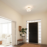 Потолочный светильник с двойным цилиндрическим плафоном из белого стекла и прозрачной органзы Kichler варинант исполнения - 11 | Loft Concept в Кирове