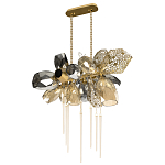 Люстра подвесная с 18-ю стеклянными плафонами с вертикальными подвесками Gilded Mirage  варинант исполнения - 5 | Loft Concept в Кирове