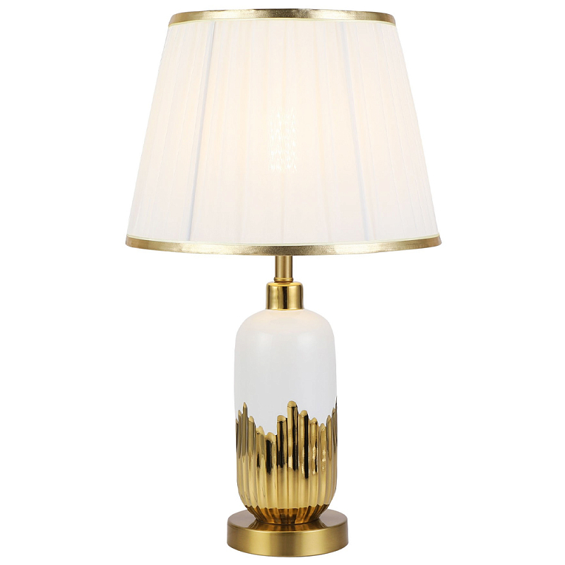 Настольная лампа с абажуром Rico Gold Table Lamp Белый Золотой Настольная лампа с абажуром Rico Gold Table Lamp Белый Золотой в Кирове | Loft Concept
