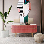 Дизайнерский комод овальный с розовой бархатной обивкой Edith варинант исполнения - 4 | Loft Concept в Кирове