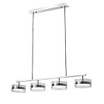Люстра светодиодная с 4-мя круглыми прозрачными плафонами цилиндрической формы из акрила и стекла с пультом для регулировки света Glass Lamp Chromium варинант исполнения - 1 | Loft Concept в Кирове