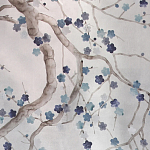 Обои ручная роспись Plum Blossom Inky Hokusai on Sterling Silver gilded silk варинант исполнения - 1 | Loft Concept в Кирове