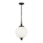 Подвесной светильник с белым стеклянным плафоном в форме шара на цепи Feiss варинант исполнения - 2 | Loft Concept в Кирове