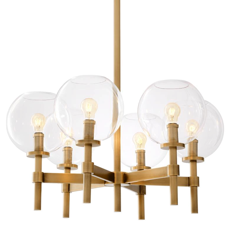 Люстра Chandelier Jade S Латунь Античная полированная Прозрачное Стекло в Кирове | Loft Concept 