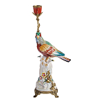 Подсвечник с попугаем из фарфора с бронзовыми элементами Eden Garden варинант исполнения - 1 | Loft Concept в Кирове