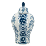 Ваза с крышкой и голубым цветочным рисунком 37 см Blue & White Ornament варинант исполнения - 2 | Loft Concept в Кирове