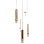 Подвесной светильник Metal Acrylic Tube Five Gold Hanging Lamp варинант исполнения - 1 | Loft Concept в Кирове
