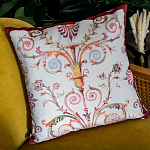 Декоративная подушка бежевая с растительным орнаментом Raffael Floral Beige Red Cushion варинант исполнения - 3 | Loft Concept в Кирове