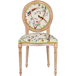 Стул из массива бука бежевый с изображением птиц и цветов Beige Green Chinoiserie Peach Garden Chair варинант исполнения - 1 | Loft Concept в Кирове