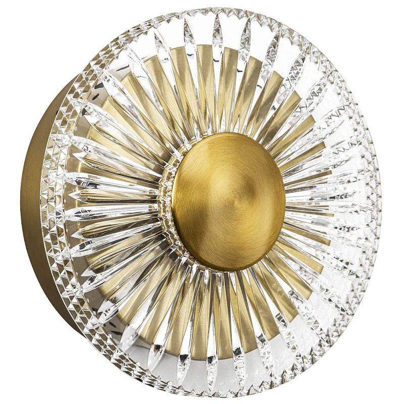 Бра с круглым рельефным плафоном Glass Peonies Brass Wall Lamp Прозрачный Бронза Бра с круглым рельефным плафоном Glass Peonies Brass Wall Lamp Прозрачный Бронза в Кирове | Loft Concept