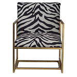 Кресло с металлическим золотистым каркасом и мягкой обивкой с чёрно-белым принтом зебры Wild animals варинант исполнения - 1 | Loft Concept в Кирове