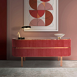 Дизайнерский комод овальный с розовой бархатной обивкой Edith варинант исполнения - 2 | Loft Concept в Кирове