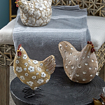 Статуэтка курица с белым цветочным узором и металлическими ножками Rustic Chicken варинант исполнения - 4 | Loft Concept в Кирове