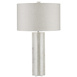 Настольная лампа мраморная с тканевым цилиндрическим абажуром Sharpened варинант исполнения - 4 | Loft Concept в Кирове