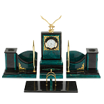 Настольный письменный набор из змеевика тёмно-зелёного цвета с декором в виде орла Successful Leader варинант исполнения - 1 | Loft Concept в Кирове