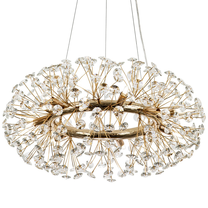 Круглая подвесная люстра Crystal Dandelions Chandelier Глянцевое золото Прозрачный Круглая подвесная люстра Crystal Dandelions Chandelier Глянцевое золото Прозрачный в Кирове | Loft Concept