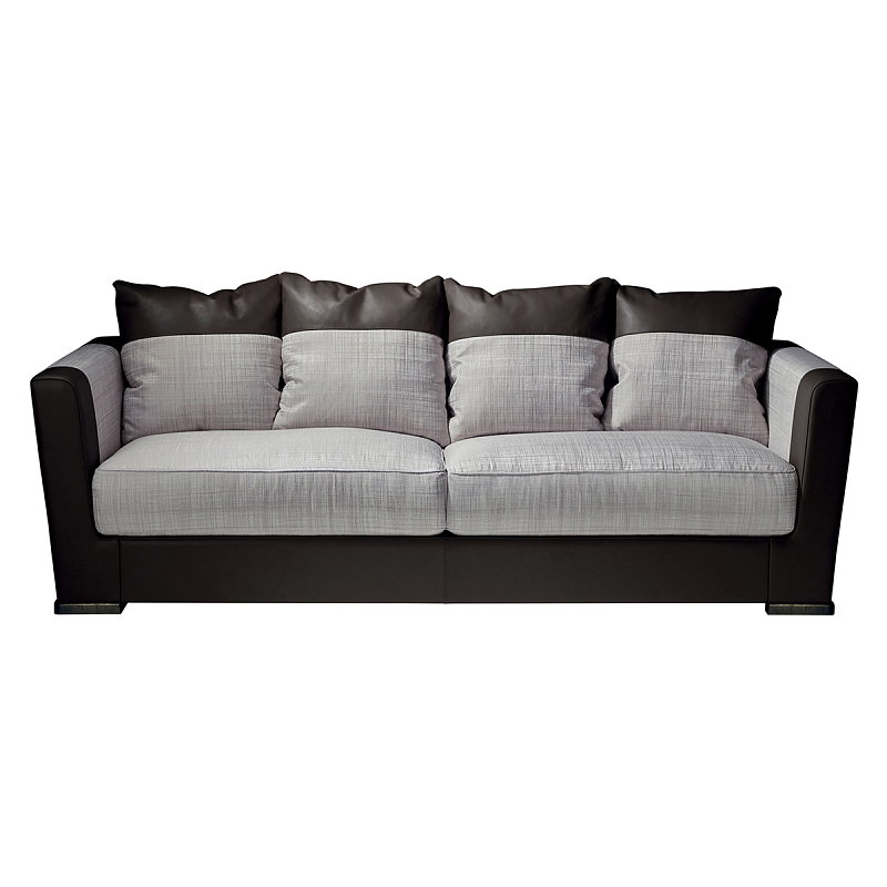 Элитарный современный диван Birmingham с кожаными вставками  Серый Коричневый в Кирове | Loft Concept 