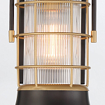 Настенный фонарь цилиндрической формы с рифленым стеклом в золотом каркасе на черном прямоугольном основании Eurofase варинант исполнения - 15 | Loft Concept в Кирове