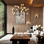 Люстра подвесная черного цвета с ветвями и белыми фарфоровыми цветами Floralis варинант исполнения - 3 | Loft Concept в Кирове