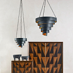 Подвесной светильник в форме спирали черный с золотой внутренней отделкой Warm Glow варинант исполнения - 3 | Loft Concept в Кирове