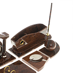 Настольный письменный набор с часами из природного камня обсидиана Competent Leader варинант исполнения - 5 | Loft Concept в Кирове