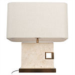 Настольная лампа с прямоугольным основанием из натурального камня c тканевым абажуром Lapis Tiburtinus варинант исполнения - 3 | Loft Concept в Кирове