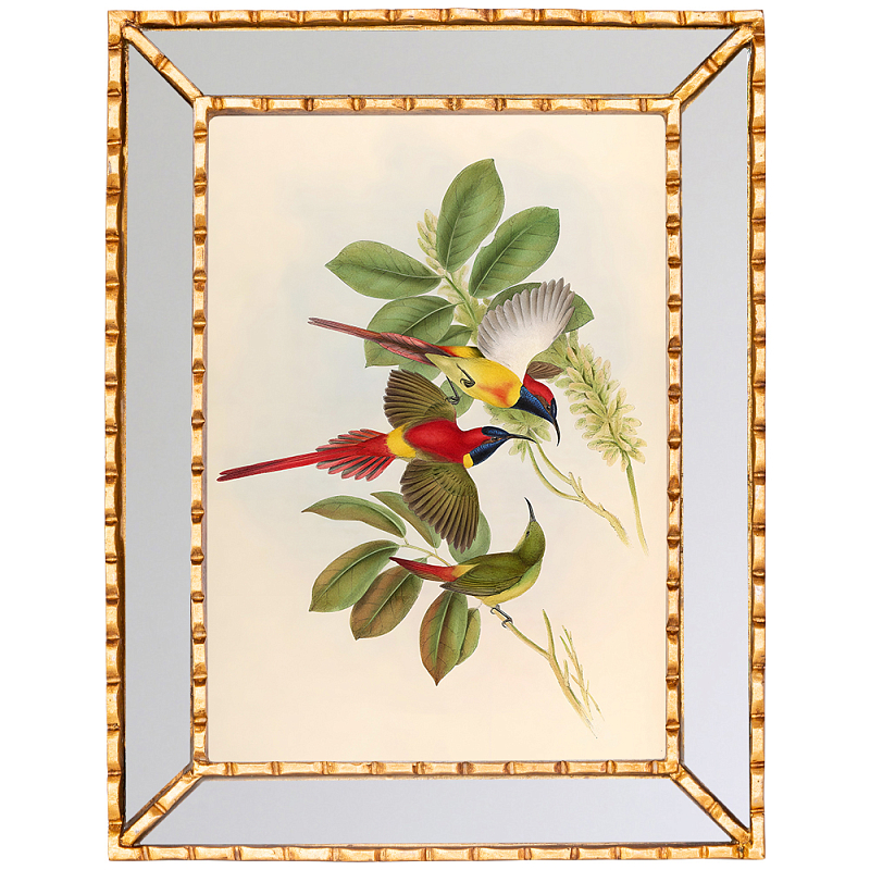 Постер с изображением птиц и цветов в зеркальной раме Blooming Birds Poster Золотой Мульти Бежевый Зеркало Постер с изображением птиц и цветов в зеркальной раме Blooming Birds Poster Золотой Мульти Бежевый Зеркало в Кирове | Loft Concept