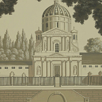 Обои ручная роспись Monuments of Paris Terre Foncée on scenic paper варинант исполнения - 2 | Loft Concept в Кирове