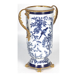 Ваза с бронзовыми ручками и синим цветочным узором Blue & White Ornament варинант исполнения - 2 | Loft Concept в Кирове