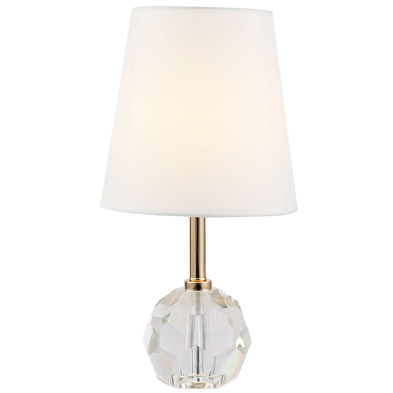 Настольная лампа с хрустальным основанием Manlio Round Crystal Lampshade Table Lamp Прозрачное Стекло Золотой Белый Настольная лампа с хрустальным основанием Manlio Round Crystal Lampshade Table Lamp Прозрачное Стекло Золотой Белый в Кирове | Loft Concept