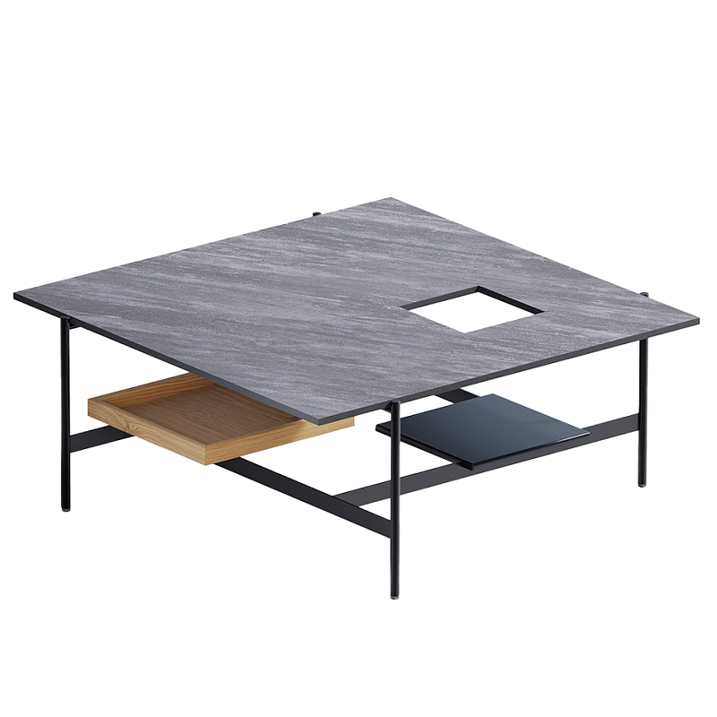 Karat журнальный столик цвета серый камень с съемным подносом Серый Черный в Кирове | Loft Concept 