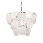 Люстра из белых стеклянных дисков на серебрянном каркасе White Glowing Reflectors варинант исполнения - 1 | Loft Concept в Кирове