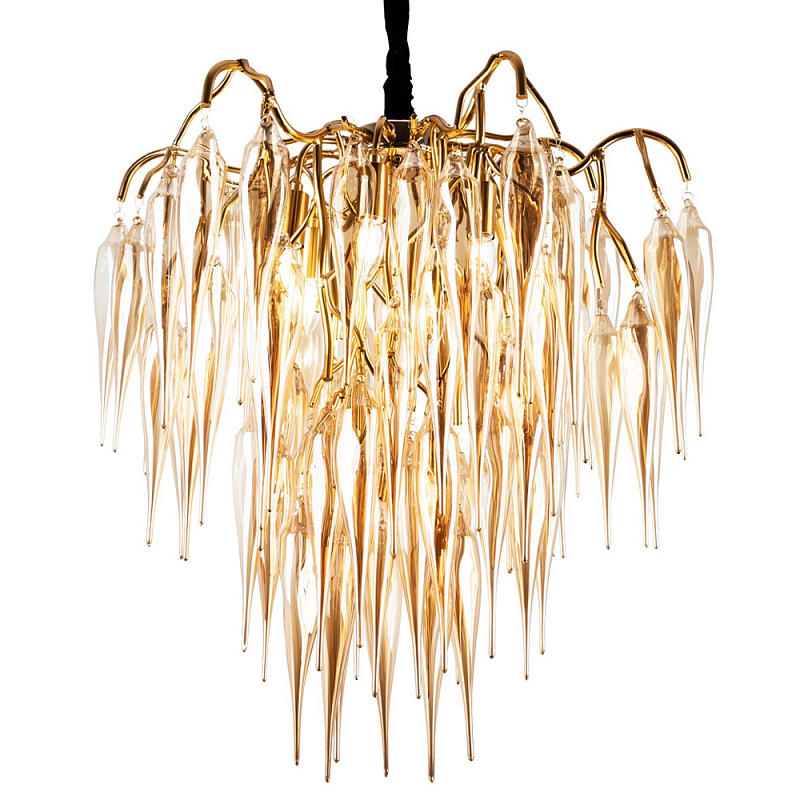 Люстра со стеклянными подвесками янтарного цвета Ambre Glass Chandelier 70 Янтарный Золотой Черный Люстра со стеклянными подвесками янтарного цвета Ambre Glass Chandelier 70 Янтарный Золотой Черный в Кирове | Loft Concept