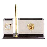 Настольный письменный набор из мрамора с часами и ручкой Marble Accessory варинант исполнения - 1 | Loft Concept в Кирове