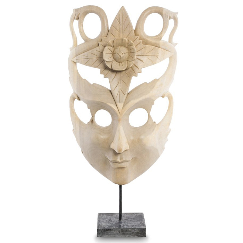 Маска ручной работы деревянная с резьбой Mask of Happiness Бежевый в Кирове | Loft Concept 