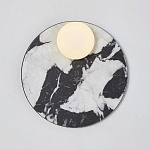 Бра круглое с каменным черно-белым основанием и плафоном из стекла Shaw Marble Lighting варинант исполнения - 1 | Loft Concept в Кирове