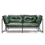 Диван Лофт Натуральная Винтажная кожа Зеленый Two Seat Encounter Leather Sofa варинант исполнения - 1 | Loft Concept в Кирове