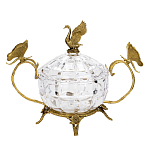 Конфетница из прозрачного рельефного стекла с ручками в виде стрекоз и фигуркой лебедя Eden Garden варинант исполнения - 1 | Loft Concept в Кирове