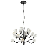 Люстра подвесная черного цвета с ветвями и белыми фарфоровыми цветами Floralis варинант исполнения - 2 | Loft Concept в Кирове