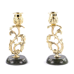 Подсвечники бронзовые на подставке из натурального камня нефрит Stone Candlestick варинант исполнения - 3 | Loft Concept в Кирове