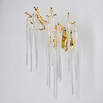 Бра золотого цвета с разветвленными ветвями и длинными прозрачными подвесками в форме стеклянных сосулек Droplet Chandelier варинант исполнения - 3 | Loft Concept в Кирове