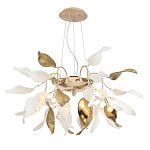 Люстра подвесная с белыми матовыми и золотыми глянцевыми листьями Wintery flovers варинант исполнения - 2 | Loft Concept в Кирове