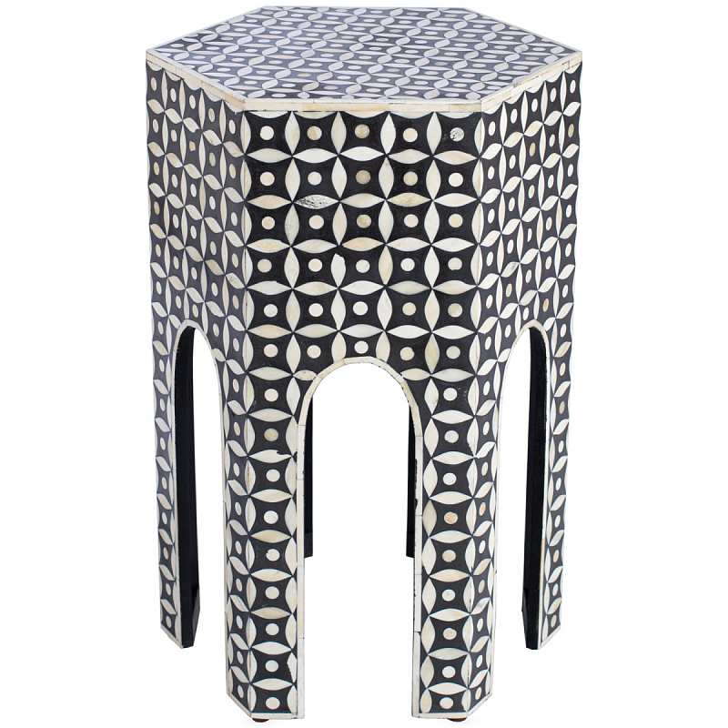 Столик BONE INLAY ARCHES TABLE Черный ivory ( слоновая кость ) Столик BONE INLAY ARCHES TABLE Черный ivory ( слоновая кость ) в Кирове | Loft Concept