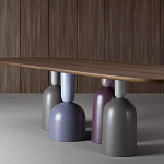 Обеденный стол деревянный с разноцветными фигурными ножками Cop варинант исполнения - 3 | Loft Concept в Кирове