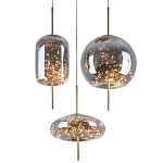 Подвесной светильник с гирляндой внутри 3-х стеклянных плафонов Garland Glass Trio Hanging Lamp варинант исполнения - 2 | Loft Concept в Кирове