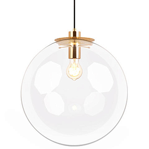 Подвесной светильник со стеклянным прозрачным плафоном в форме шара и золотыми металлическим акцентами 30 ClassiCon
