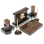 Настольный письменный набор с часами из природного камня обсидиана Royal Stone варинант исполнения - 2 | Loft Concept в Кирове